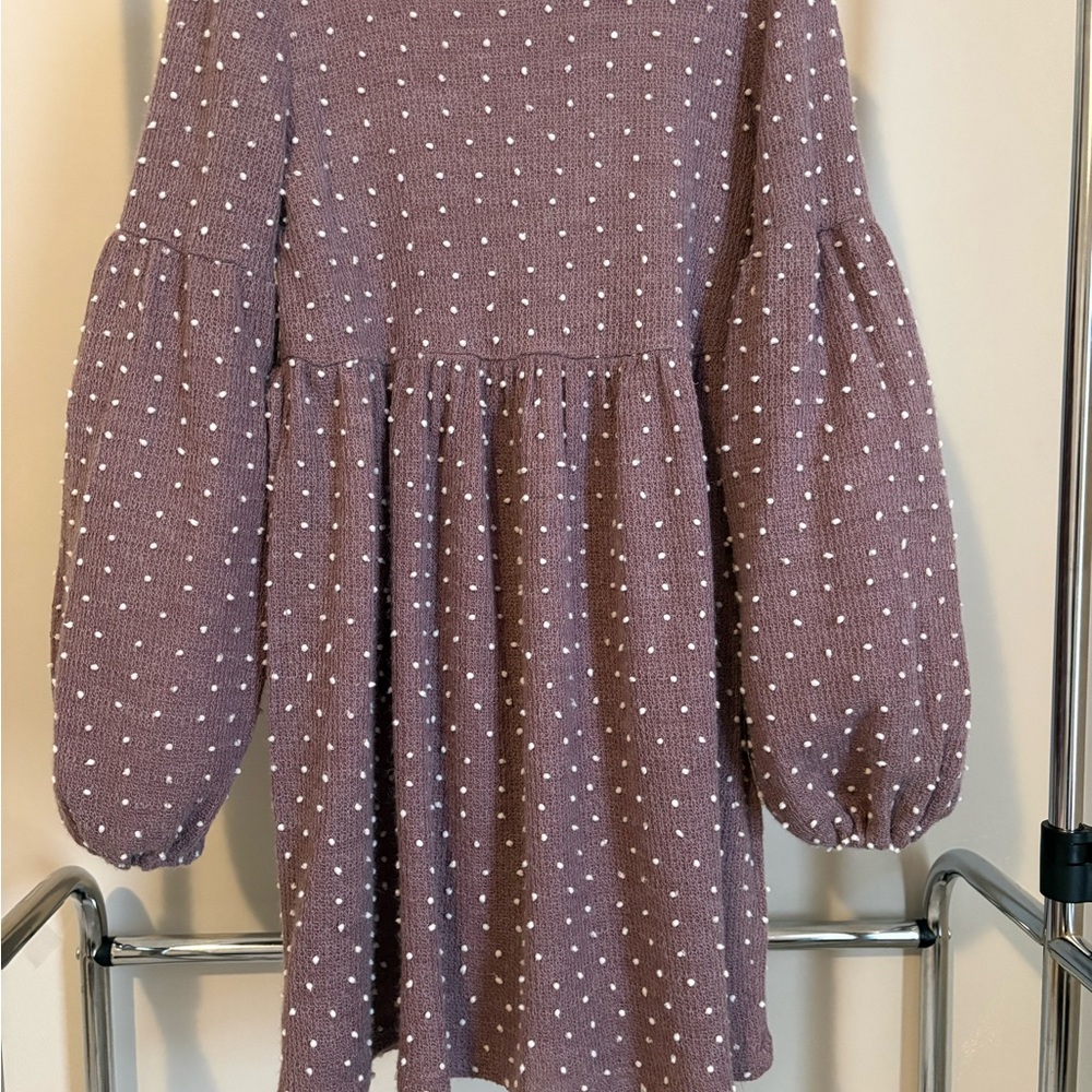 Charming Purple Kids Dress with Dots